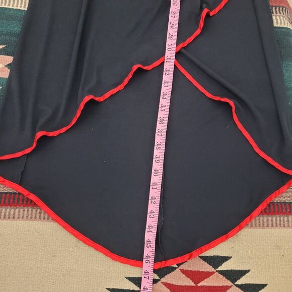 Vtg 90s Alyn Paige Strapless Hi-Low Dress Womens Medium‎ Black Red Ruched Goth - Picture 8 of 8